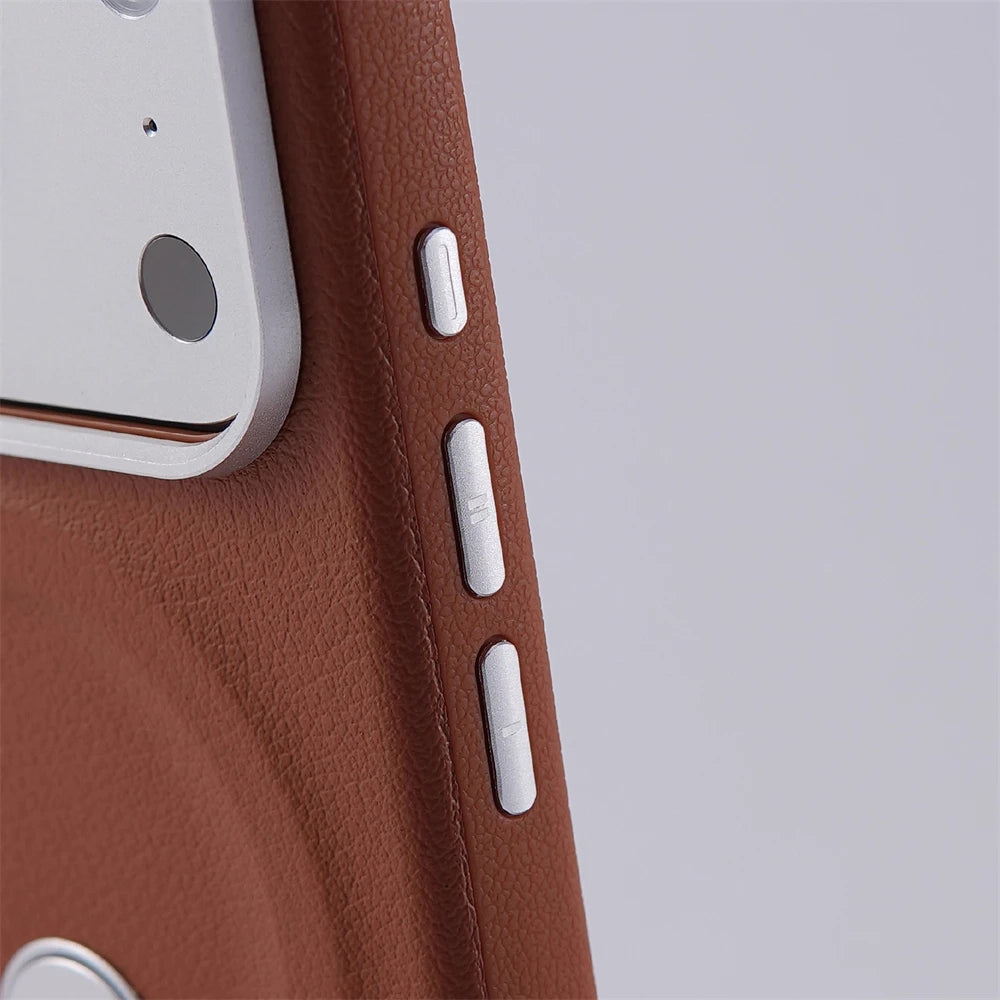 Luxury Rotation KickStand Business Leather Case For iPhone 18 17 Pro Max 16 15 14 13 For MagSafe Magnetic Matte Shockproof Cover