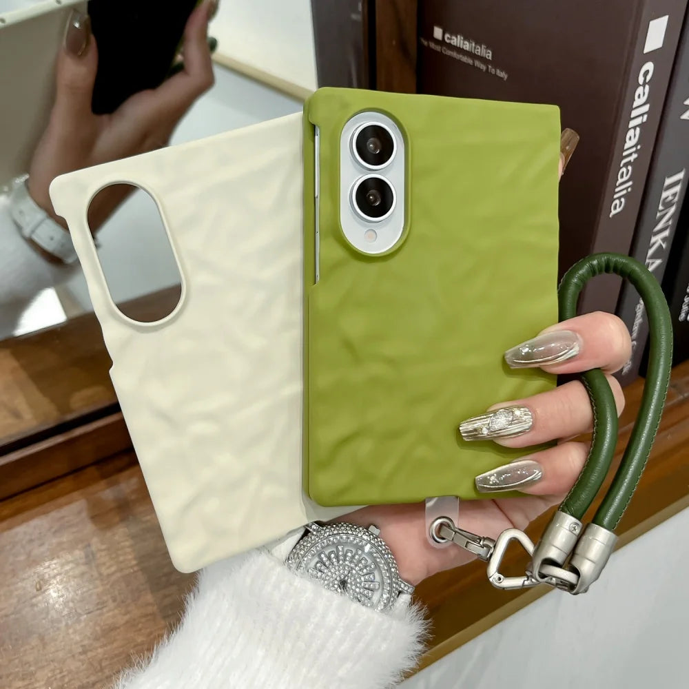 Z Fold 8 Case Luxury Leather Beads Bracelet Case for Samsung Galaxy Z Fold 8 Ultra 7 6 ZFold8 Hand Wrist Chain Lanyard Cover