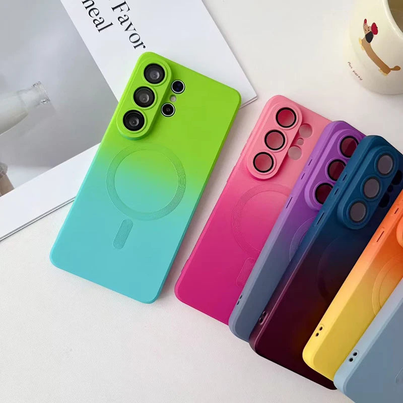 Gradient Wireless Charging Phone Case For Samsung Galaxy S26 Ultra S20 S21 S22 S23 S24 S25 Plus FE Lens All Inclusive Protective