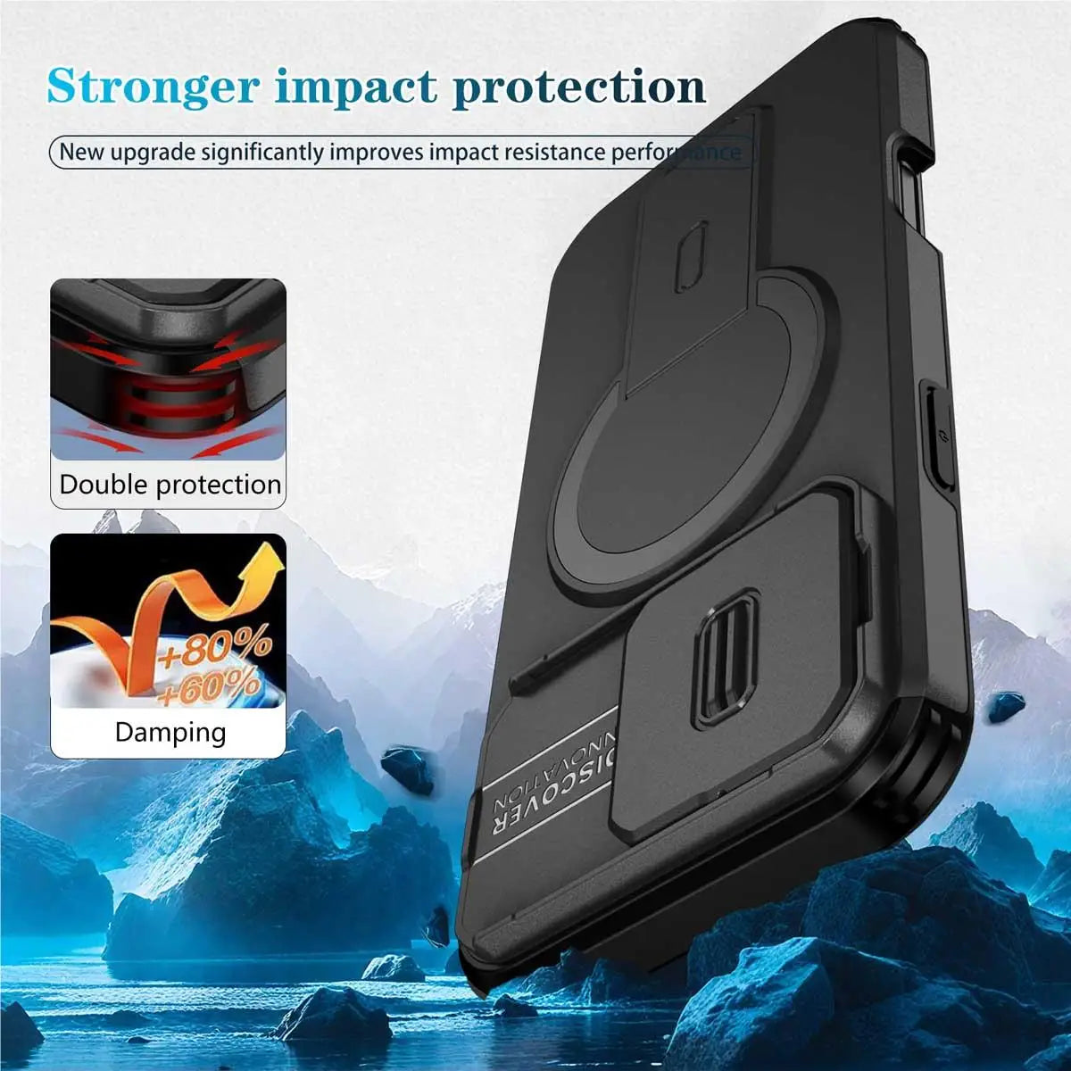 Heavy Duty Magnetic Camera Slide+Kickstand Phone Case For iPhone 16 15 14 13 12 11 Pro Max 16 15 14 Plus 13mini 12mini 16E17E 17
