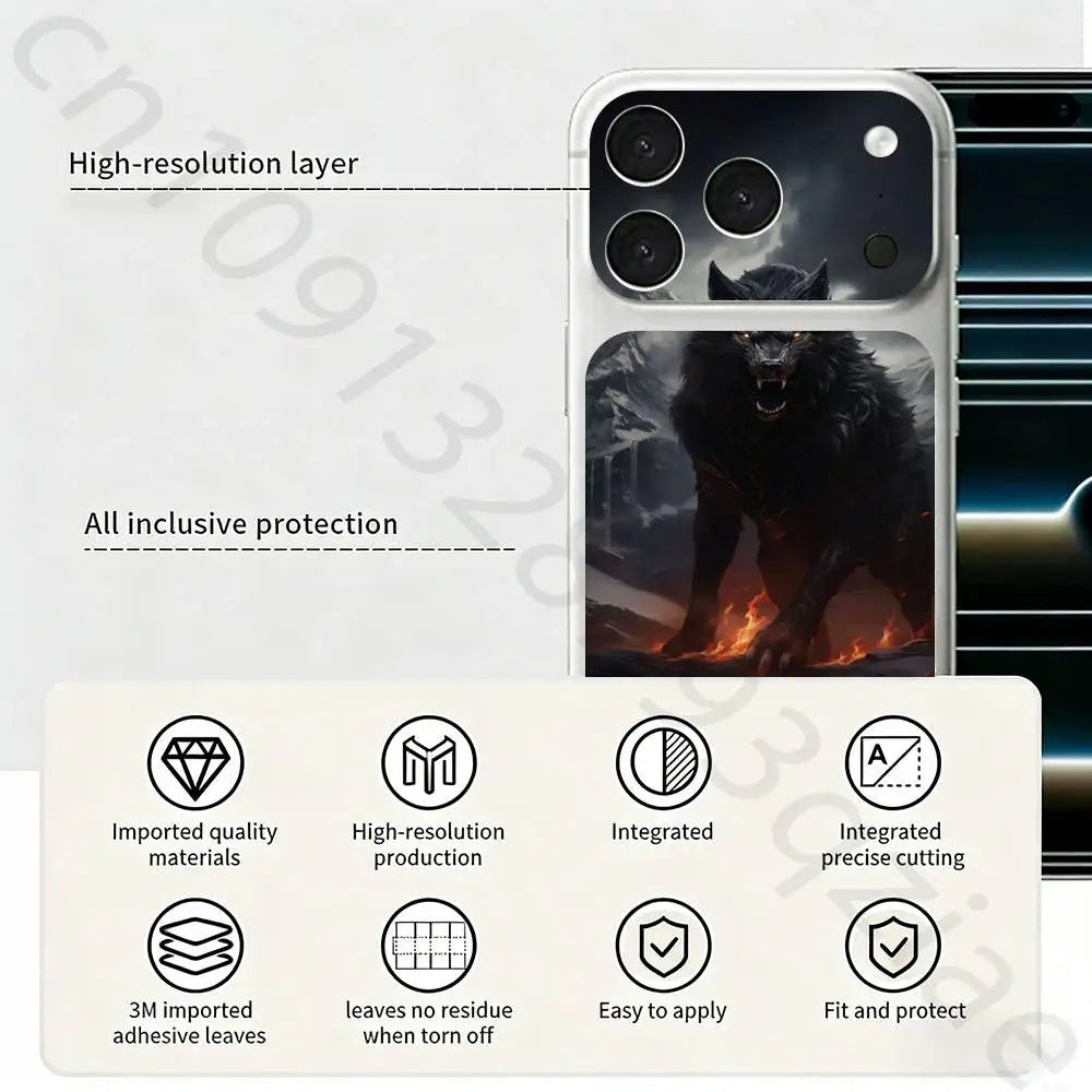 The Wolf For iPhone 17 pro Max /17 pro Full Cover Decal Skin Wrap 3D Colorful Rear Protective Sticker Film