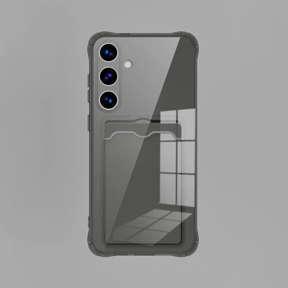 Transparent Card Slot Silicone Case For Samsung Galaxy S26 S25 Edge S24 S23 S22 S21 Plus Note 20 Ultra S20 FE Protection Cover