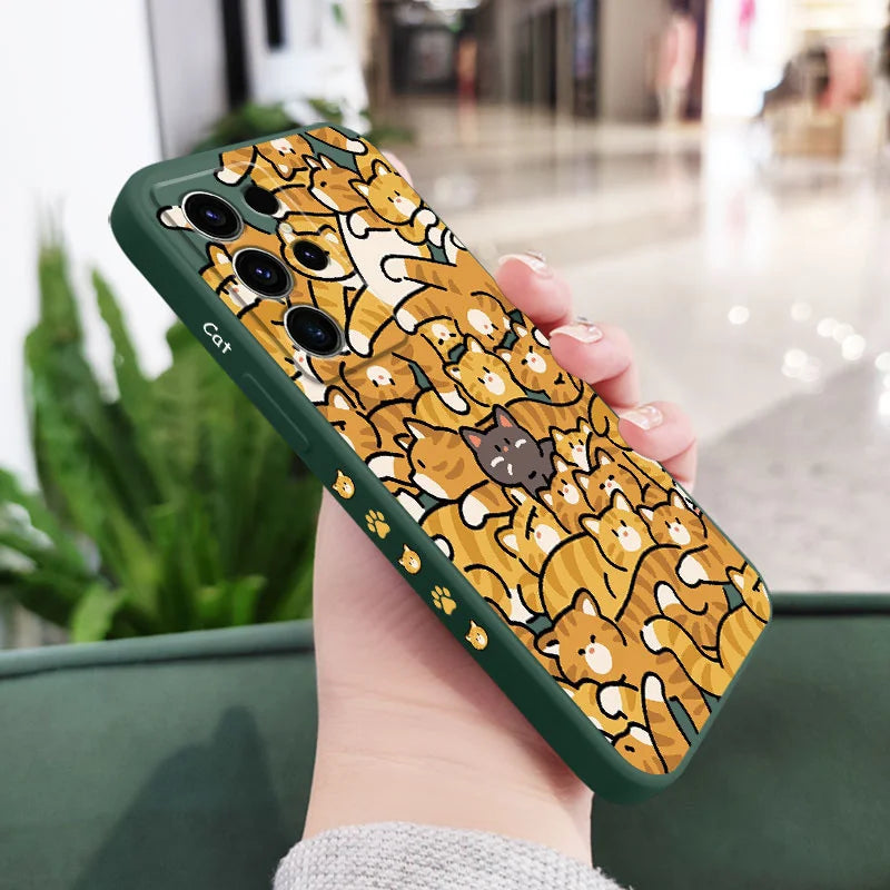 Orange Cats Phone Case For Samsung Galaxy S25 S24 S23 S22 S21 S20 S10 Ultra Plus FE Note 20 Ultra 10 Plus Cover