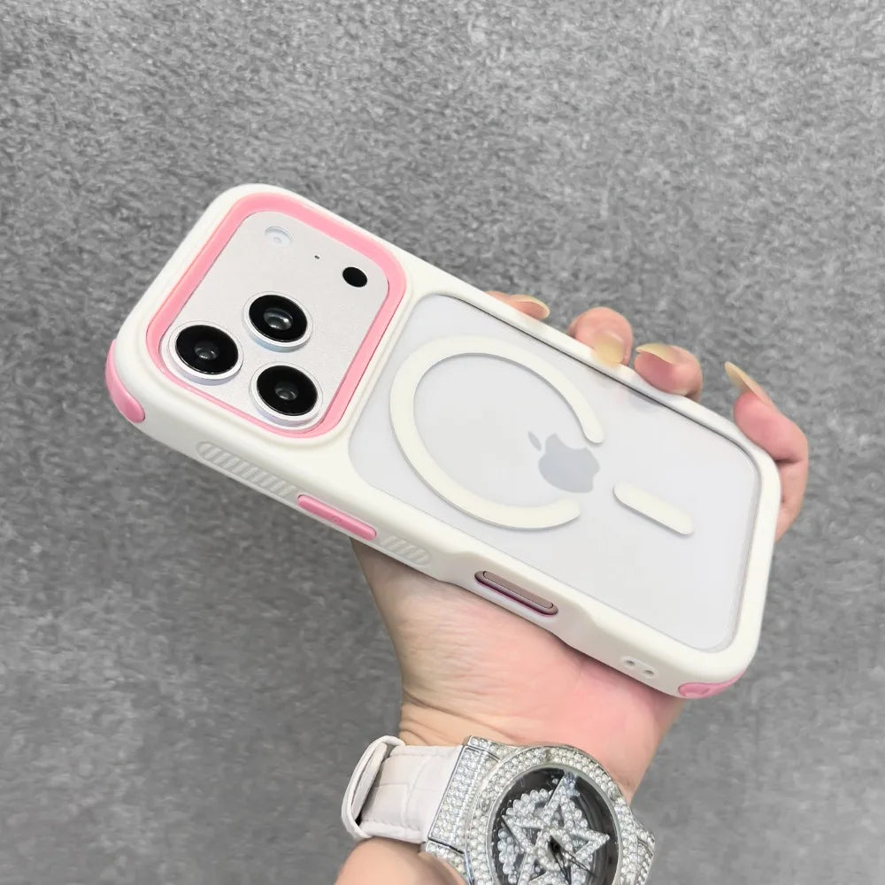For Magsafe Case for iPhone 17Pro 17 13 12 11 Pro Max 16 15 14 Plus Anti-Slip 3 in 1 Wireless Charging Clear Armor PC TPU Cover