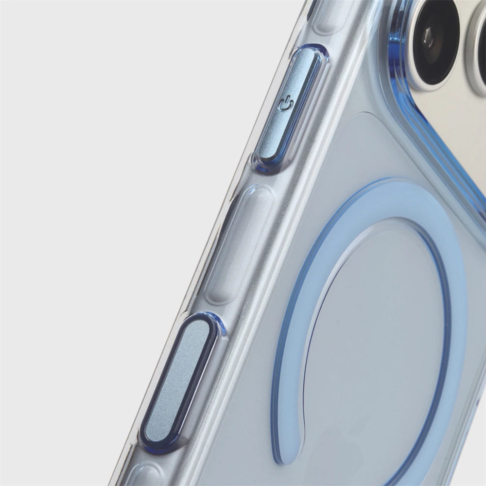 Luxury Transparent Magnetic Bumper Case For iPhone 18 17 16 Pro Max For Magsafe Wireless Charge Camera Button Clear Cover Shell