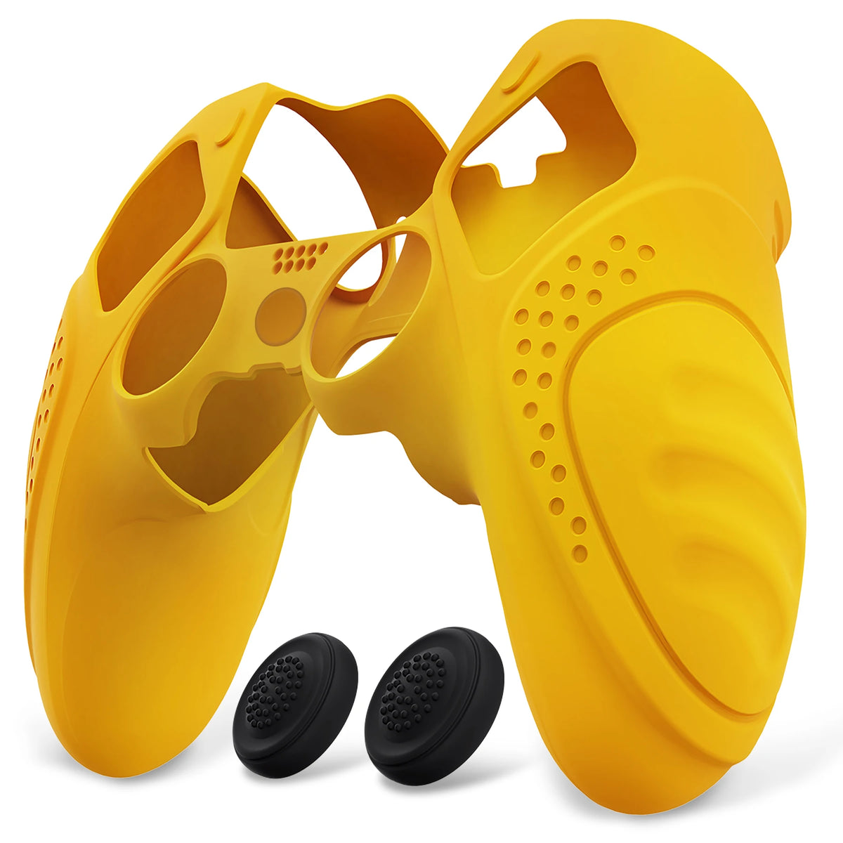 PlayVital Anti-Slip Silicone Cover for PS5 Edge Controller, Rubber Protector Case with Thumb Grip Caps - Guardian Edition Series