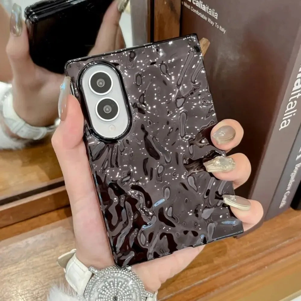 Luxury Plating Water Ripple Advanced Phone Cases for Samsung Galaxy Z Fold 8 Ultra 7 6 5 4 Fold8 Shockproor Ultra-thin PC Cover