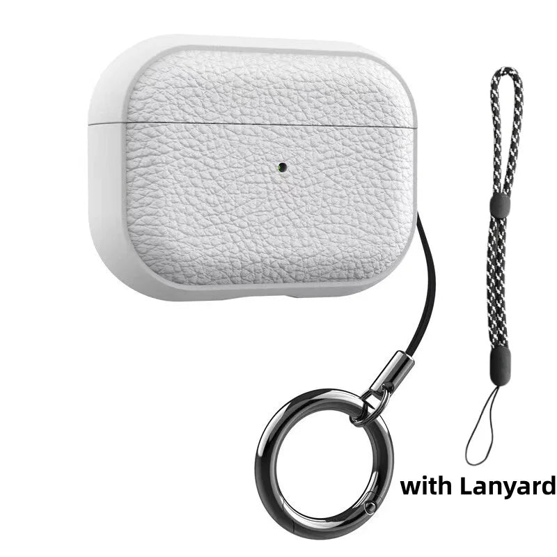 Earphone Case for AirPods 5/Pro 3/Pro 2/4 Leather-Like Design Protection Case with Keychain For AirPods 5/4/Pro 3 (2026 Release)