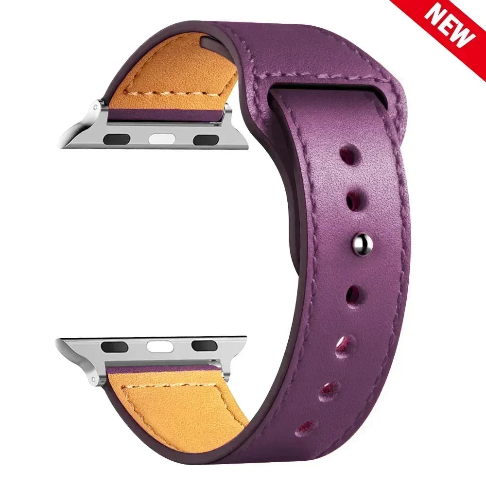 Leather band For Apple watch straps 41mm/45mm 42mm 46mm 40-44mm sport loop bracelet iWatch series 10 9 8 7 4 5 6 se Ultra 2 49mm