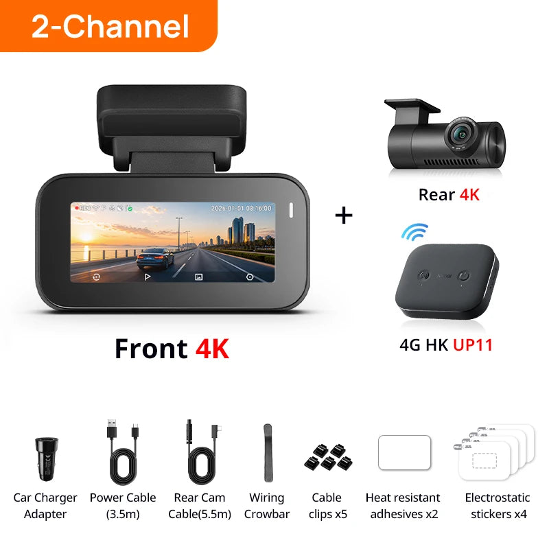 【New】70mai Dash Cam A900 Dual 4K Dual HDR f/1.55 Aperture Supercapacitor Wi-Fi 6 GPS Max 512GB 4G LTE Cloud Car DVR 70mai A900