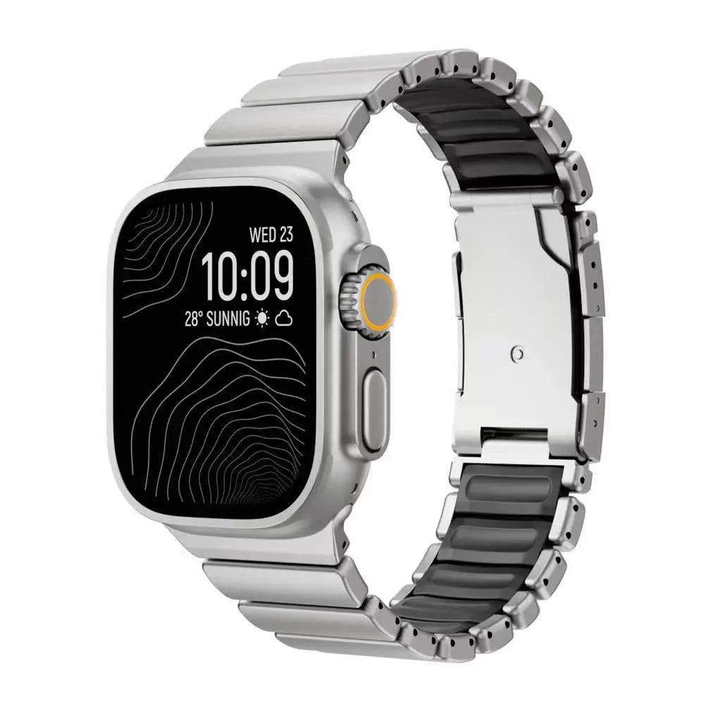 Titanium Silicone Magnetic Strap for Apple Watch Ultra 4/3/2 49mm Series 12/11/10 46mm Metal Band for Iwatch 9 8 7 45mm SE3 44mm