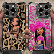 B-Bratz-S Leopard Plating Phone Case For Samsung S26 S25 S24 S23 S22 S21 S20 FE Note20 Edge Plus Ultra 4G 5G Anti Fall Airbag