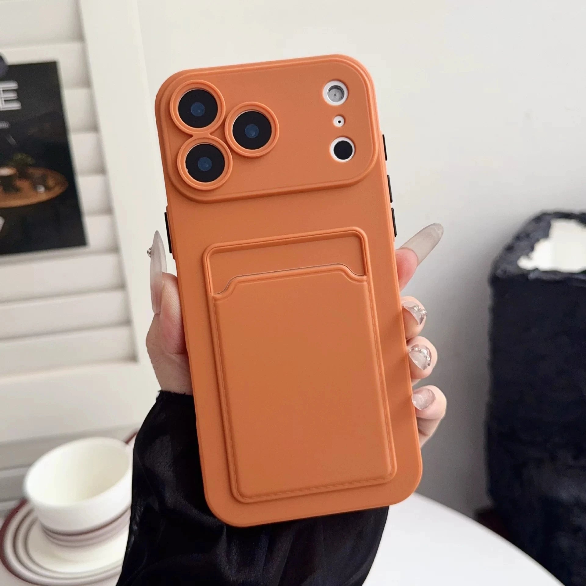 Classic Frosted Solid Colours Card Case For iPhone 17 Pro Max 16 15 14 13 12 11 Pro Max Mini Plus Silicone Drop-proof Soft Cover