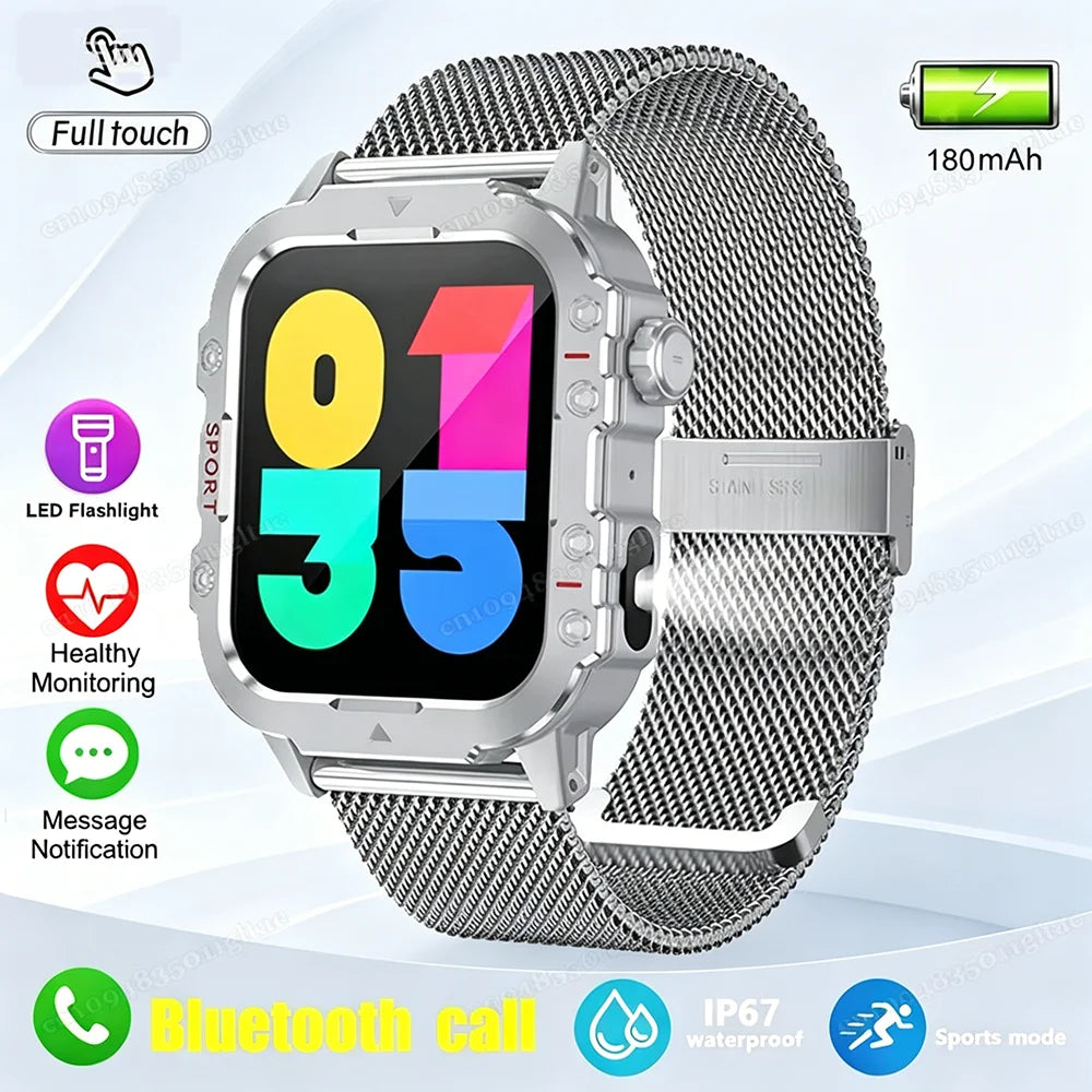 2026 New Military-grade Smart Watch Men GPS Flashlight 3ATM Waterproof Watch Bluetooth Call 100+Sport Outdoor Smartwatch Pk Hw12
