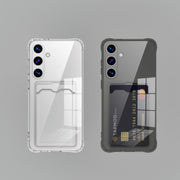 Transparent Card Slot Silicone Case For Samsung Galaxy S26 S25 Edge S24 S23 S22 S21 Plus Note 20 Ultra S20 FE Protection Cover