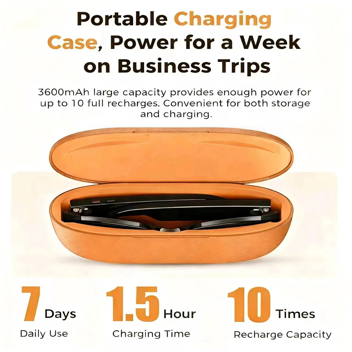 MOGCO Smart AI Glasses, 8MP Camera, Real-time Translation, 3600mAh Charging Case, 43.6g Ultra Lightweight Portable Eyeglasses