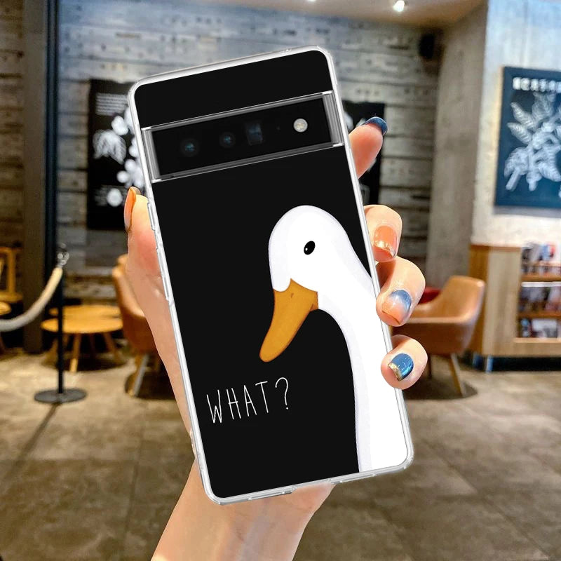 Phone Case Cover for Google Pixel 10 9 8 7 6 5 4 4XL Soft TPU 7A 6A 5A 4A 3A Pro XL 5G Transparent Shell Cute Goose Duck Game