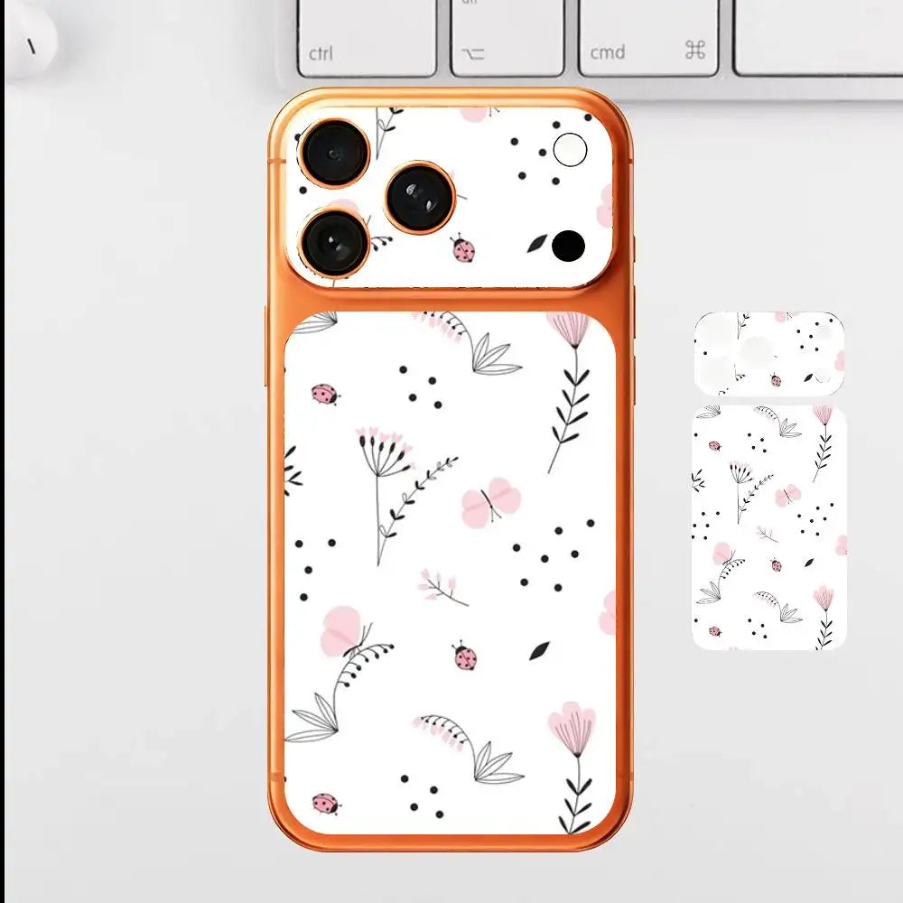 Floral Pattern Back Cover Decal Protective Sticker For Iphone 17 Pro Max Skin Sticker Back Protective Decorative Stickers