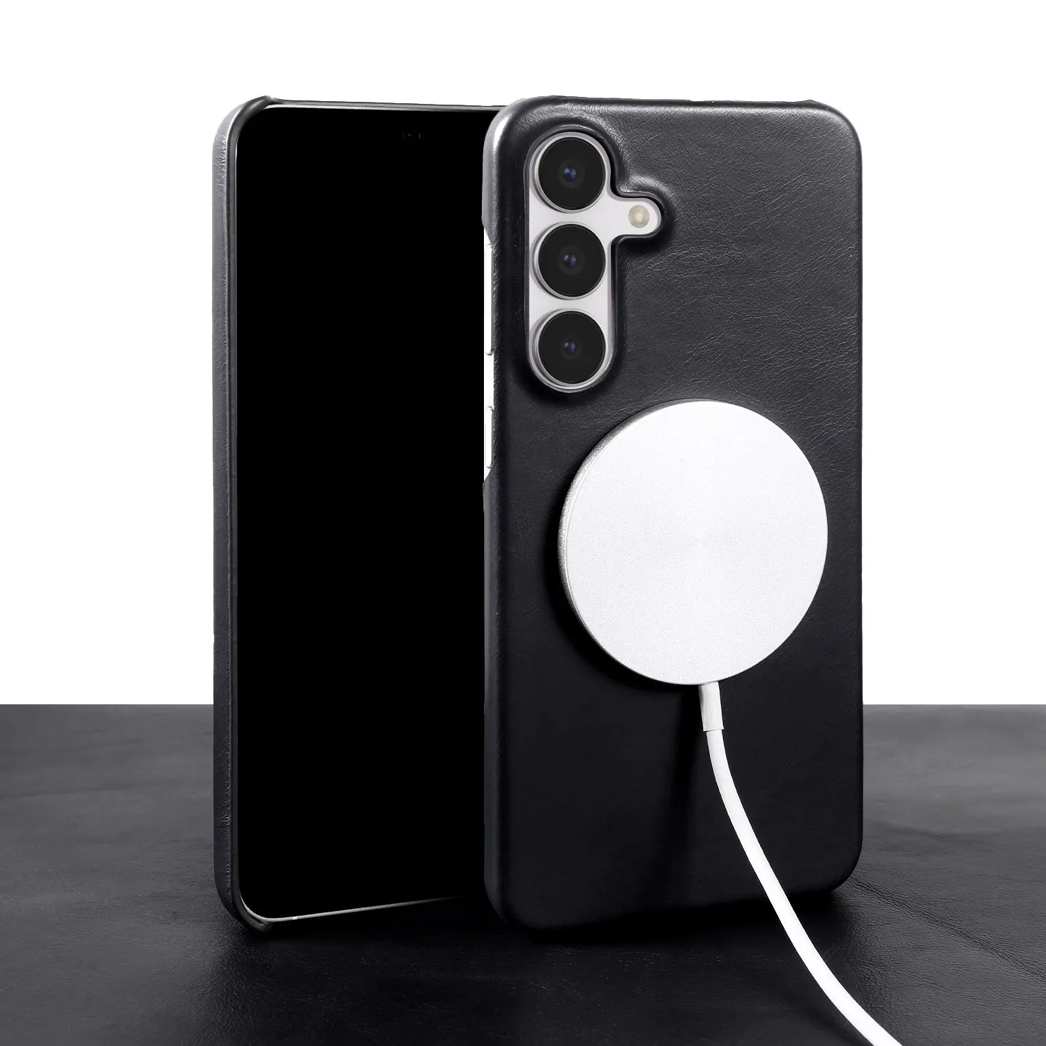 For Magsafe Case For Samsung Galaxy S25FE S26 S24 S23 S22 S21 S20FE Business Genuine Leather Back Cover Magnetic Phone Cases
