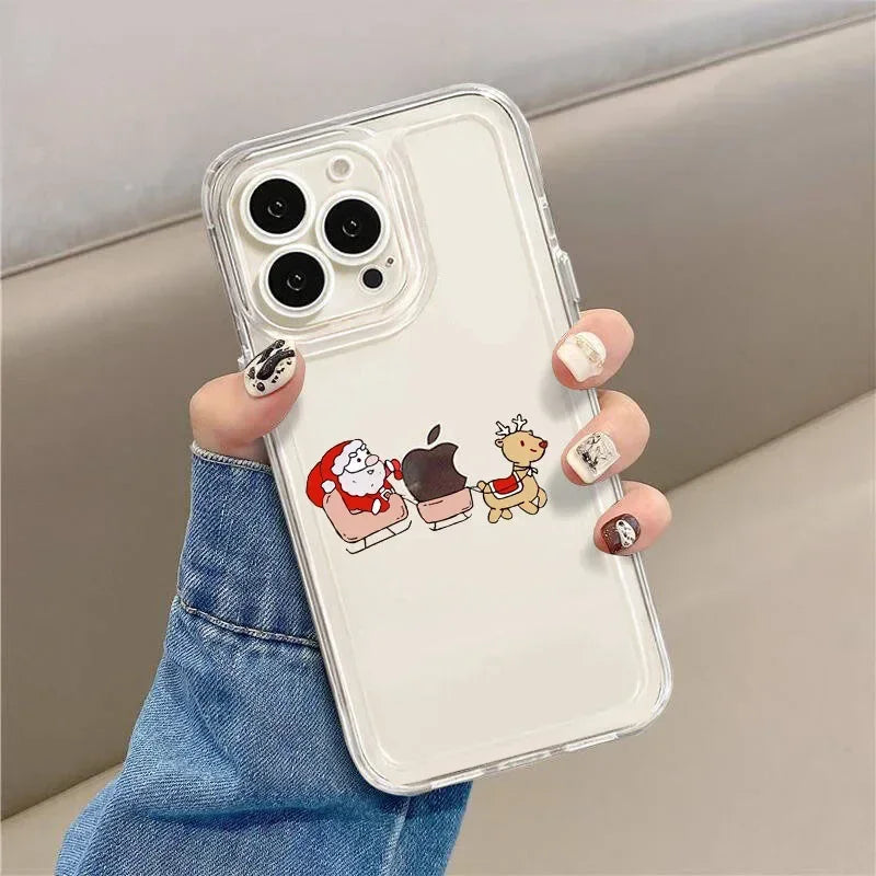 Funny Cartoon New Year Christmas Santa Phone Case for iPhone 17 16 15 14 13 12 11 Pro Max Mini SE4 Plus Air 16E Shockproof Shell