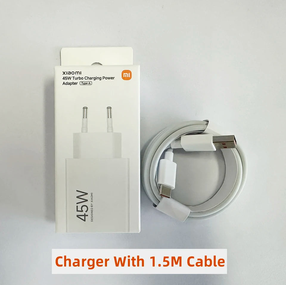 Oirginal XIAOMI 45W Charger Type C Turbo Charge Fast Charging Adapter Redmi Note 15 14 13 12 11 X Pro 10t Poco M7 X7 K40 Pad 6