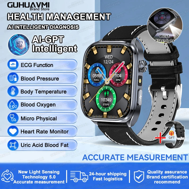 2026 New Accurate ECG Smart Watch Heart Health Analysis Blood analysis Blood Lipid Blood Pressure BT call Smart Watches For Men