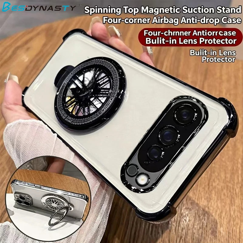 For Google Pixel 10 9 9A 9 10 Pro XL 10A 7 7A 8 8A Glitter Plating Bracket For Magsafe Case Magnetic Gyro Holder Stand Cover