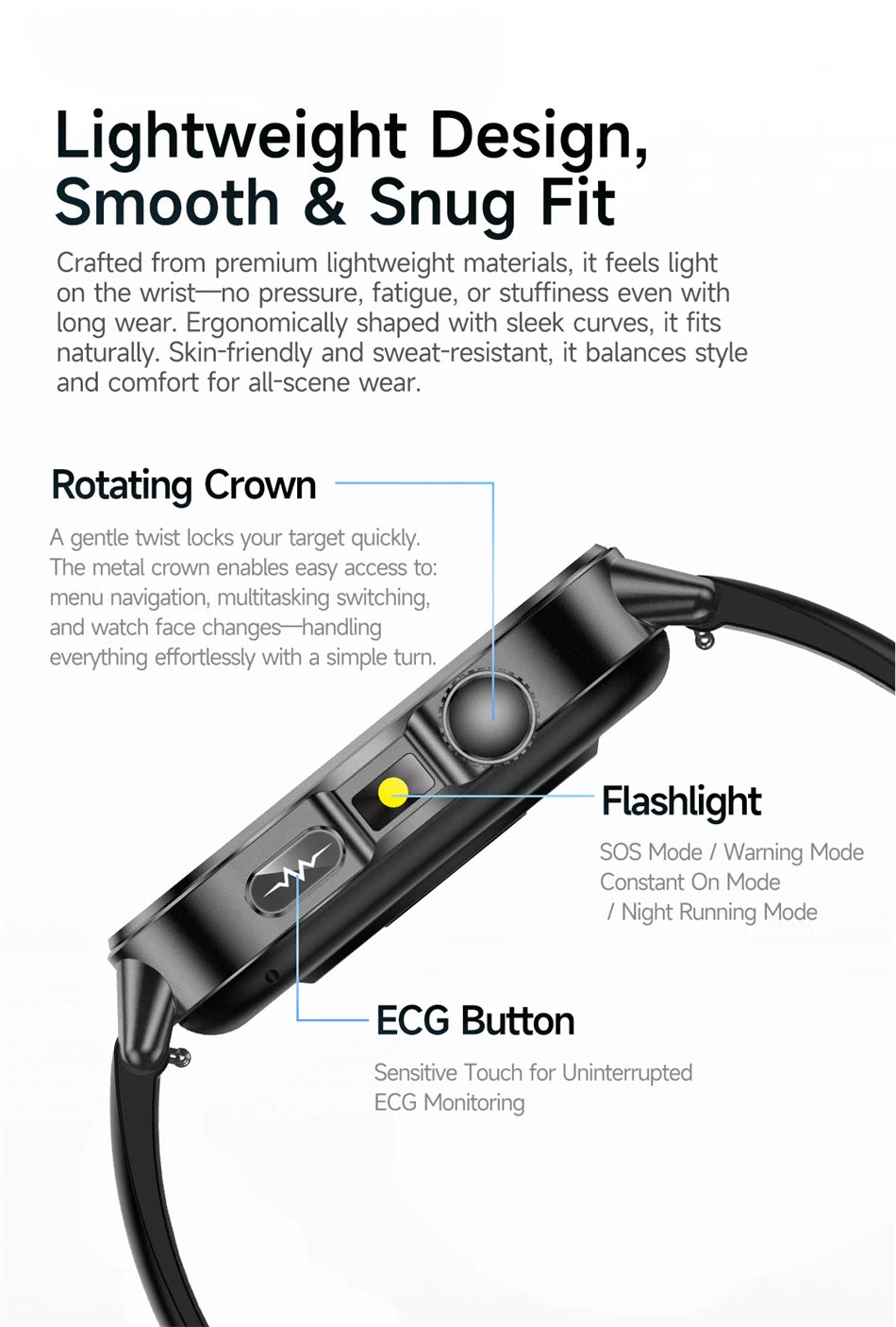 2026 New Model Uric Acid & Lipid Health Analysis Smart Watch Men ECG+PPG Bluetooth Call 2.01-inch Flashlight Smartwatch Women