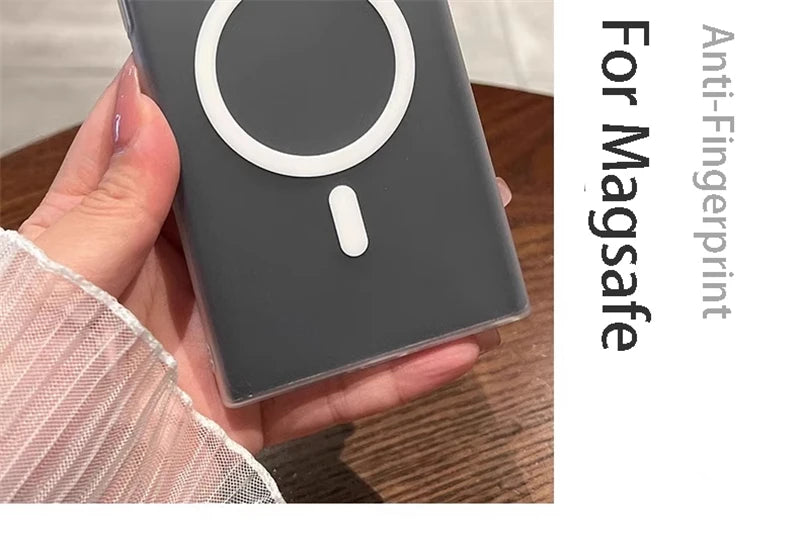 Ultra Thin Matte Clear Magsafe Magnetic Wireless Charging Case For Samsung Galaxy S25 S24 S23 S20FE S22 Ultra Plus PC Hard Cover