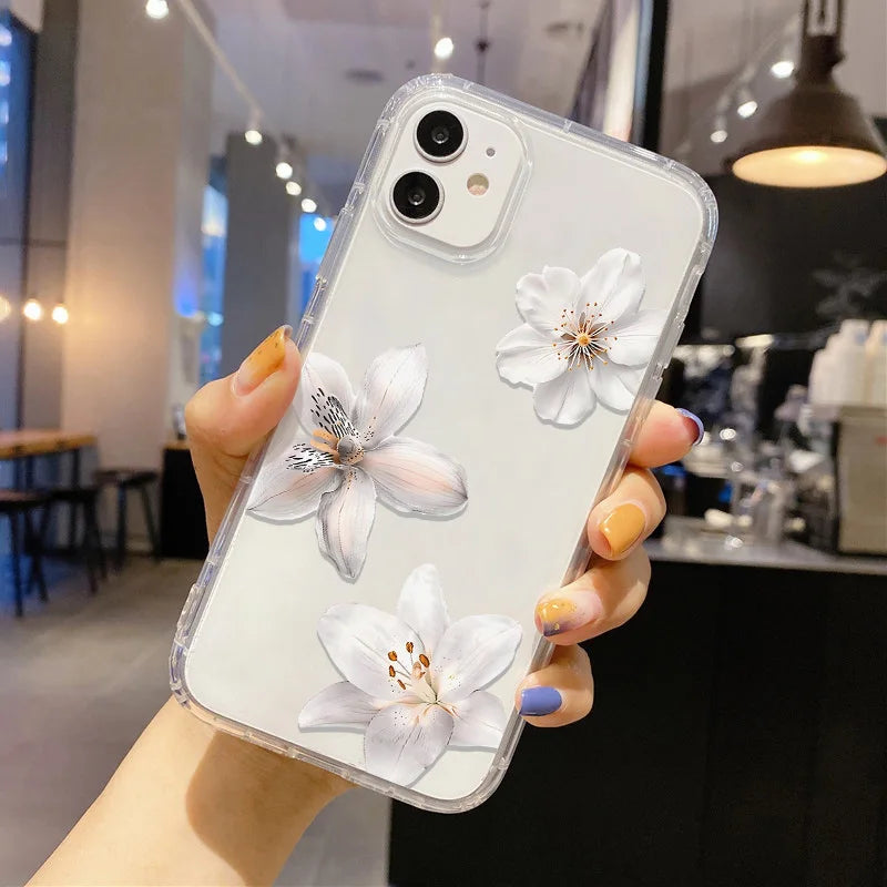 Fashion Blue Flower Florals Phone Case For Samsung S25 Ultra Case Samsung S24 S23 S22 Ultra S 25 Plus S20 S21 S23 FE Cases Cover
