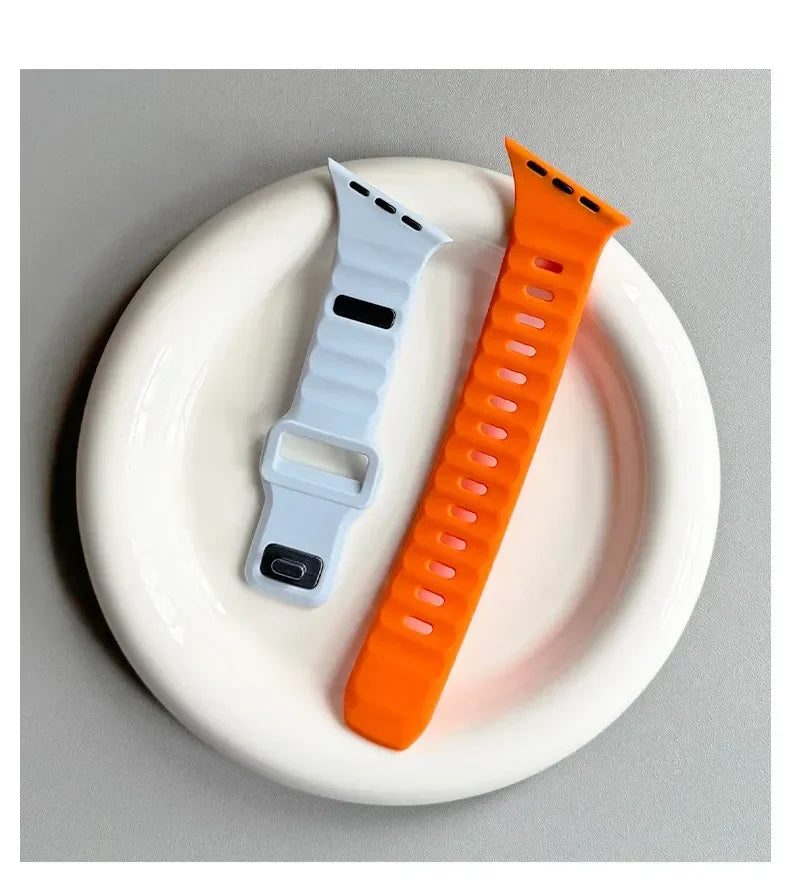 Irregular Silicone Strap For Apple Watch Band Ultra 49mm 40mm 41mm 44mm 45mm 46mm Correa Bracelet iWatch Series 11 10 9 8 7 6 SE