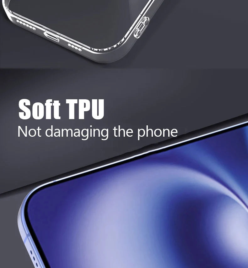 Clear Silicone Phone Case For iPhone 17 16 Pro Max 17 Air 16E Soft Back Cover For iPhone 15 14 11 12 13 Pro Max Mini Plus Case