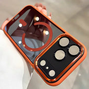 Transparent Metal Camera Bumper Cases For iPhone 17 11 12 13 16 Pro Max 15 16 Plus 17 Air For Magsafe Magnetic Clear Phone Cover