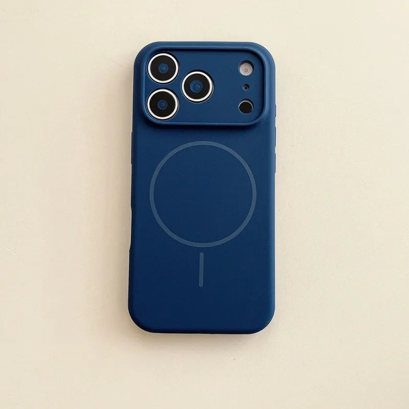 Orange Liquid Silicone for Magsafe Case for iPhone 17 Pro Max 17 Air Soft Magnetic Charing Cover for iPhone 13 14 15 16 Pro Max