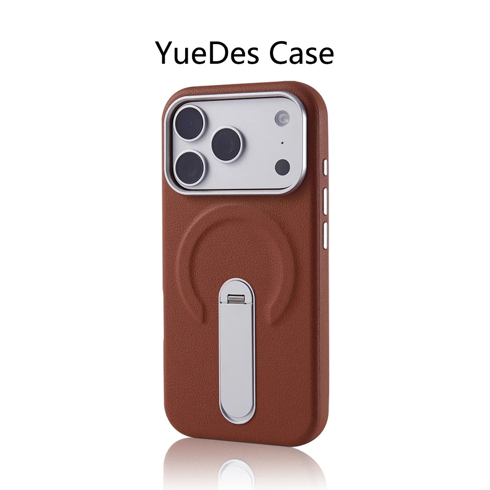 Luxury Rotation KickStand Business Leather Case For iPhone 18 17 Pro Max 16 15 14 13 For MagSafe Magnetic Matte Shockproof Cover