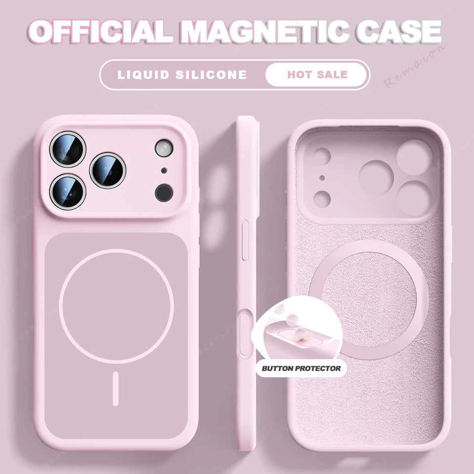 New Official Liquid Silicone Magnetic Phone Case For iPhone 17 Air 14 15 16 Plus 15 14 13 16 17 Pro Max Magsafe Protector Cover