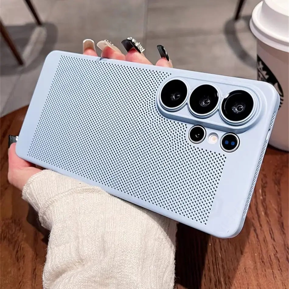 Heat Dissipation Breathable Mesh PC Case For Samsung Galaxy S26 S25 S24 S23 S22 Ultra S21 Plus Len Protect Thin Matte Hard Cover