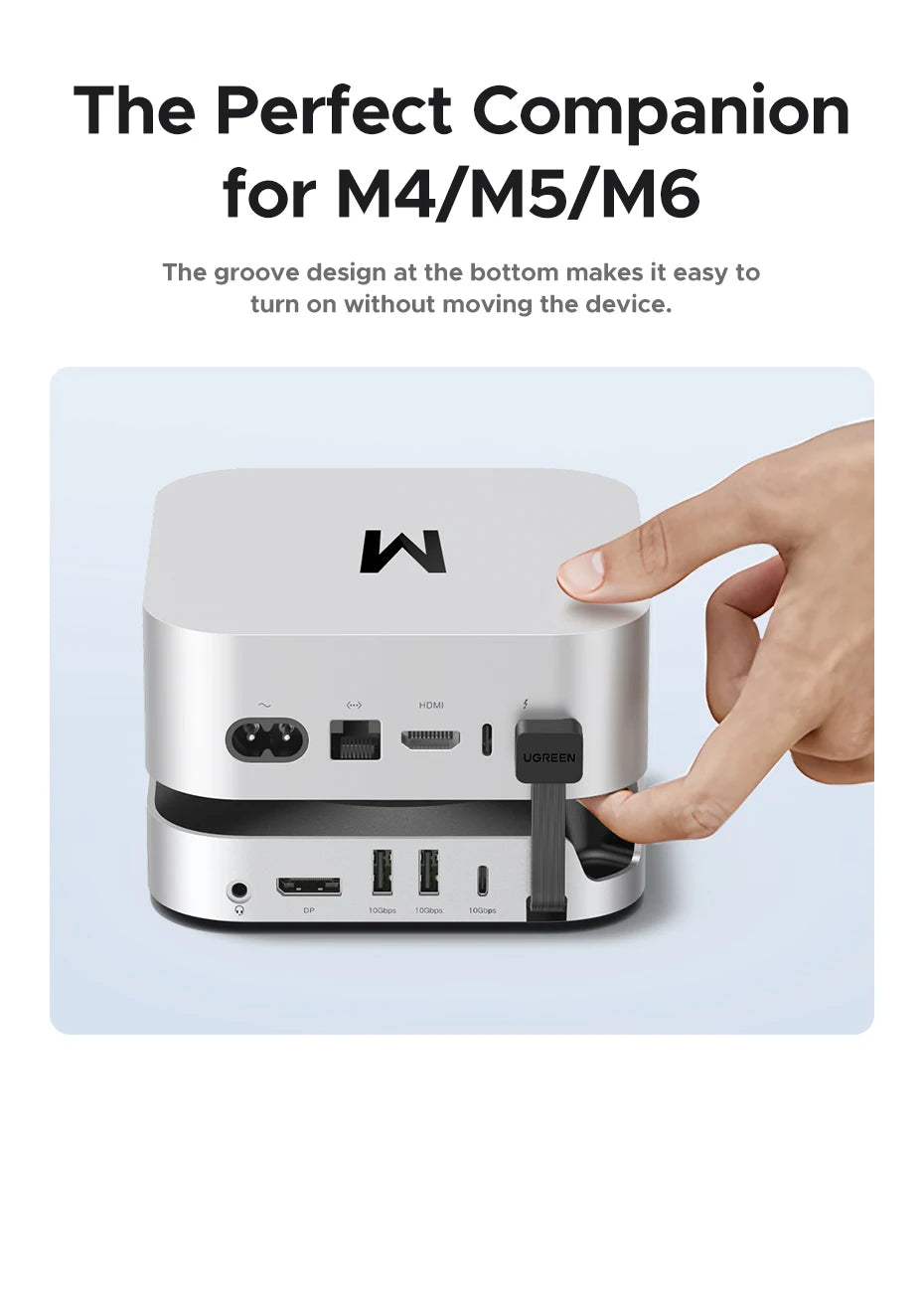 UGREEN Mac Mini Docking Station USB HUB Type-C to DP 4K240Hz M.2 NVMe SSD Slot 10Gbps SD&TF 3.5MM for Mac Mini M4/M5Pro/M6Stand