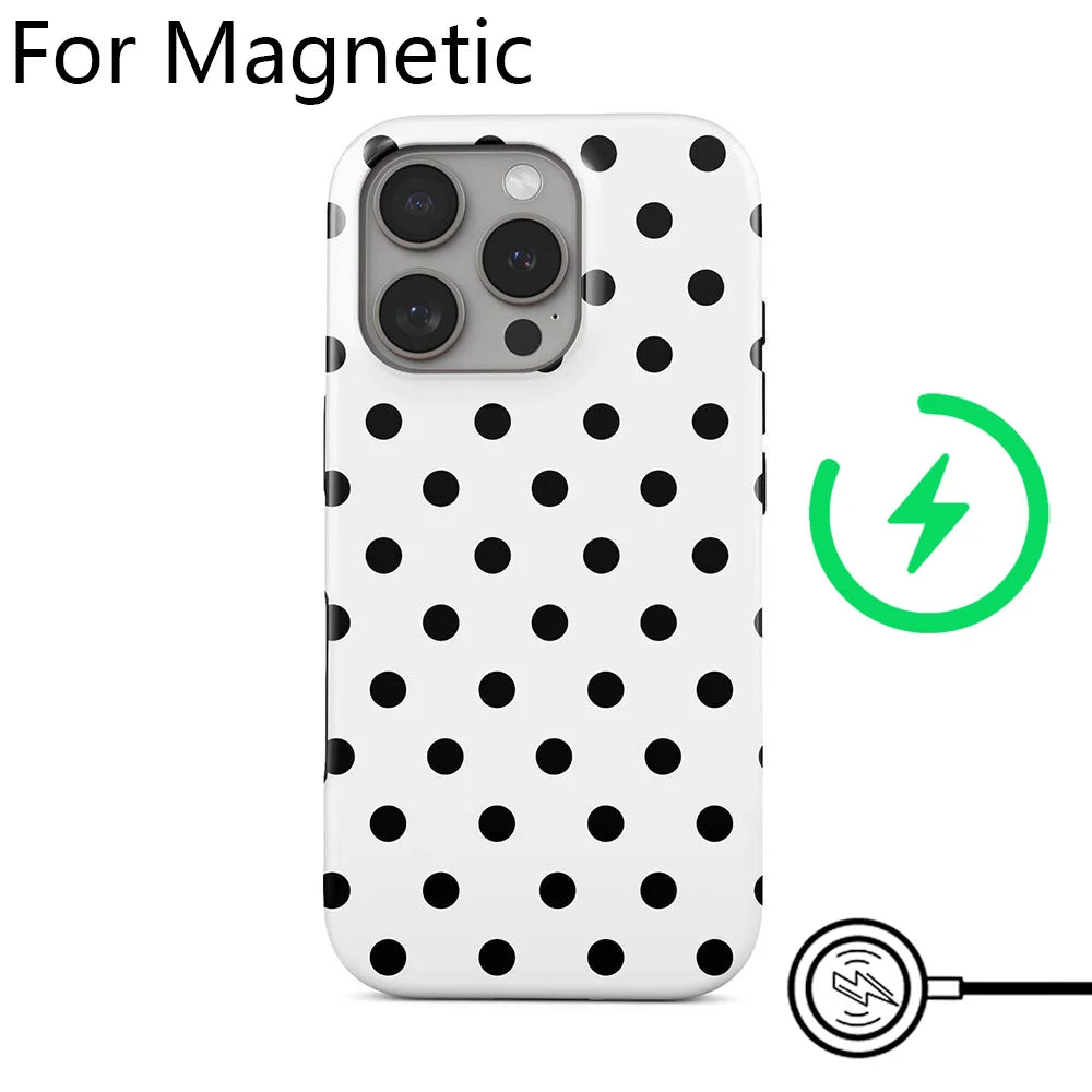 Luxury Clmj Y2K Small Polka Dots Phone Case for iPhone 17 16 15 14 13 12 11 Pro Max Plus Air Magnetic Double-layer Back Cover