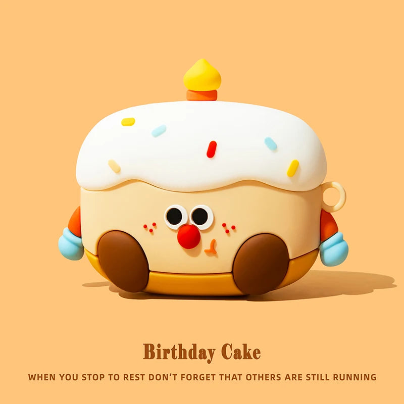 For AirPods Pro 3 2 Case Cartoon Silicone Cake Sytle Earphone Cover for AirPods 4 Case Protective Case for AirPods 1 2 3 funda