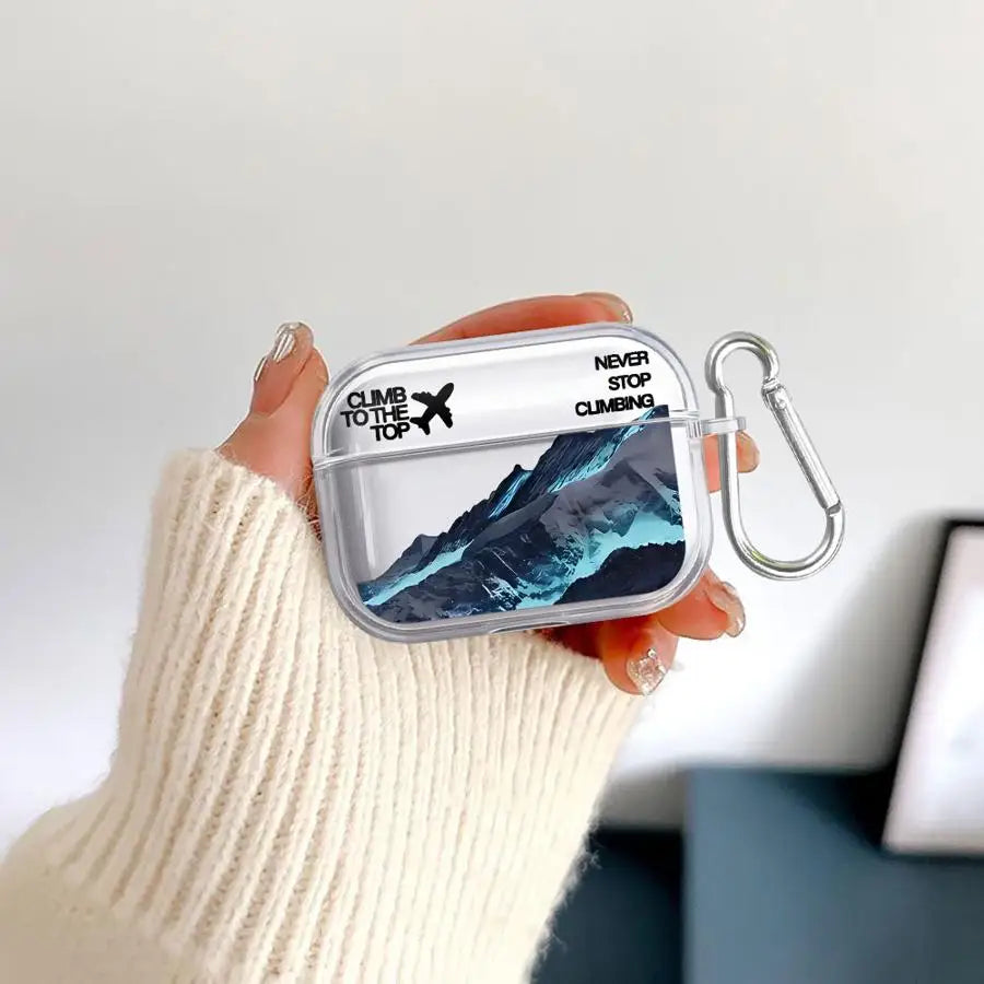 Case For Airpods 4 Pro Pro3 3 1 2 Pro2 Clear Earphone Cases Cover Snow Mountain Airplane