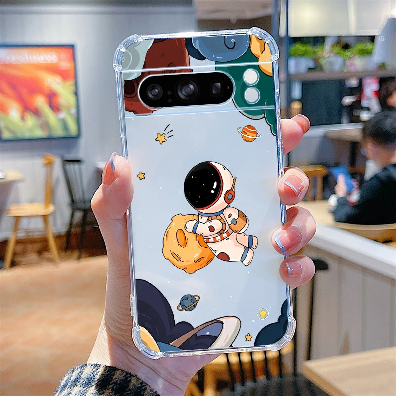 P ixel 8 Pro Lunar Astronaut Transparent Phone Case For Google Pixel 9Pro 9 8Pro 7Pro 9ProXL 6 7A 8A 8 7 6A 6Pro Cover