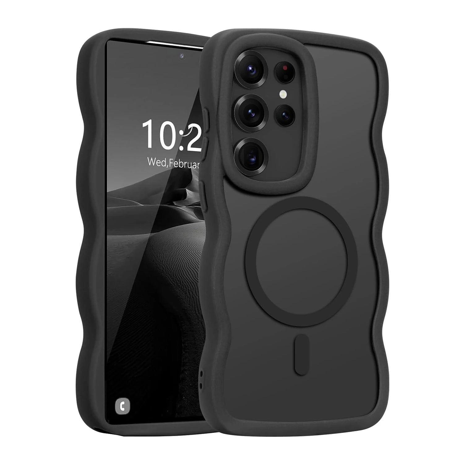 Luxury Wavy Frame Matte Case For Samsung Galaxy S26 S25 S24 Ultra Plus Edge S 26 A56 A36 Magsafe Charge Shockproof Armor Cover