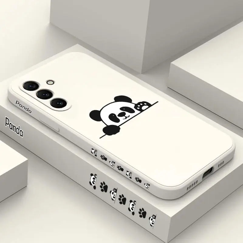 S24 Panda Cute Label New Silicone Phone Case For Samsung S24 S24Ultra S24Plus S23Plus S23 S21FE S22 S23FE S22Plus S21 S20 Cover