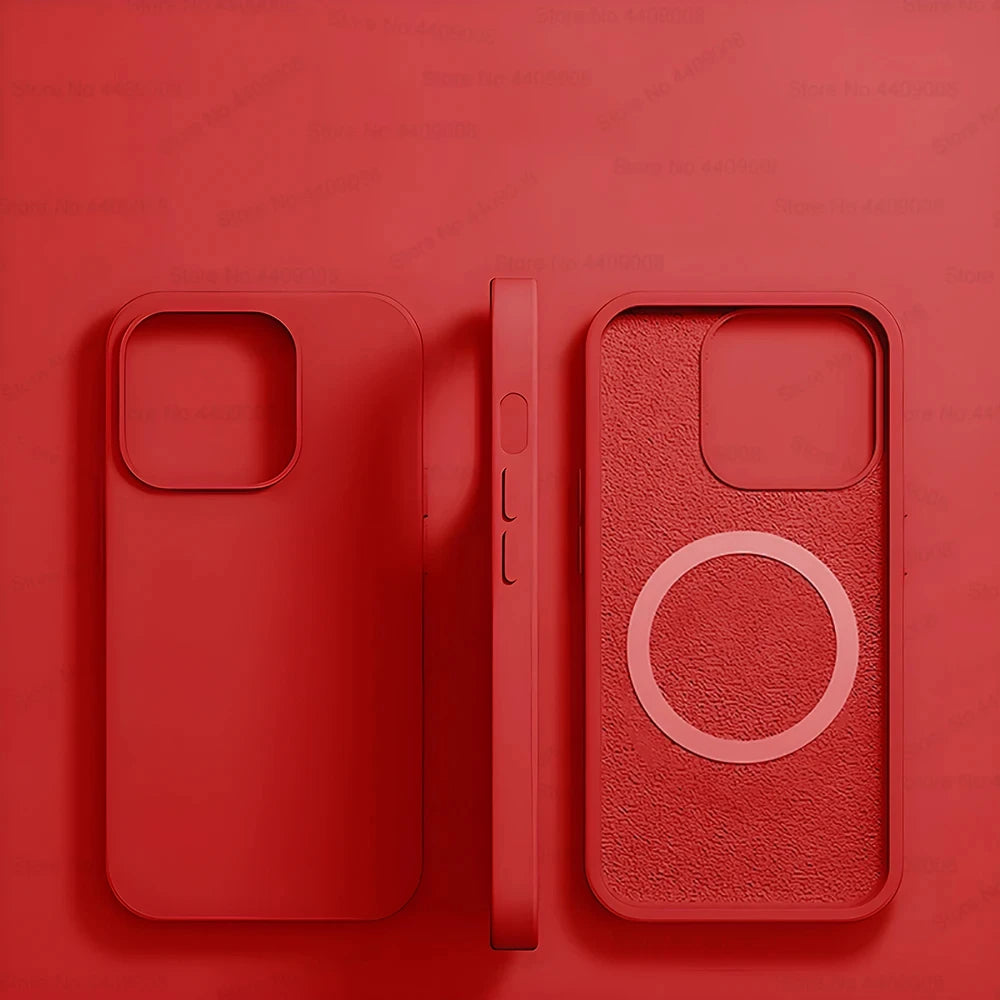 For Magsafe Liquid Silicone Case For iPhone 15 14 13 12 11 Pro Max Plus Wireless Charging Soft Back Cover Shockproof Accessories