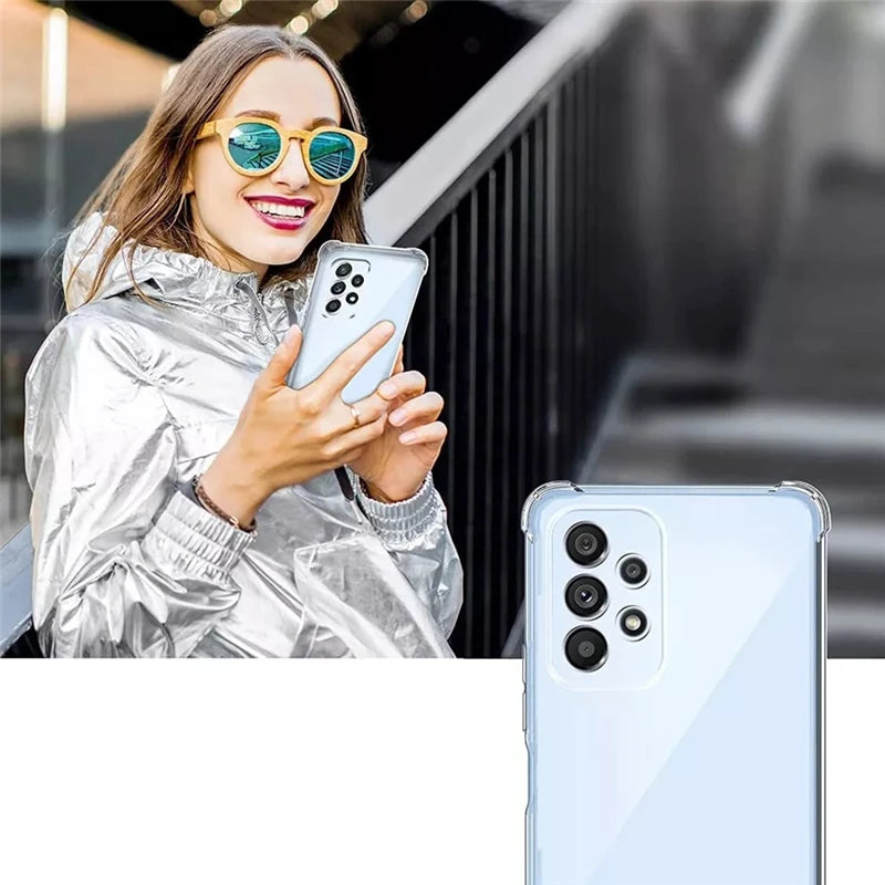 Shockproof Clear Silicone Case For Samsung A15 A25 A35 A55 A54 A34 A14 A04 A53 A73 A33 A23 A13 A52 A32 A51 A71 A50 A7 A9 A8 Capa