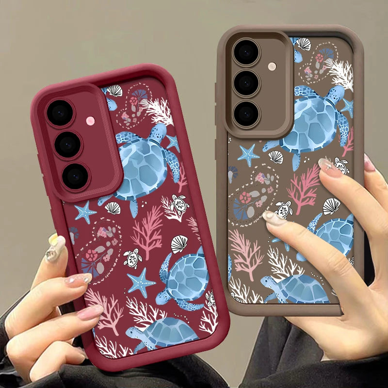 Sea Turtle Pattern TPU Case For Samsung Galaxy S26 S25 S23 Ultra S24 FE A57 A17 A56 A36 A26 A55 A16 A15 A35 A25 5G Phone Cover