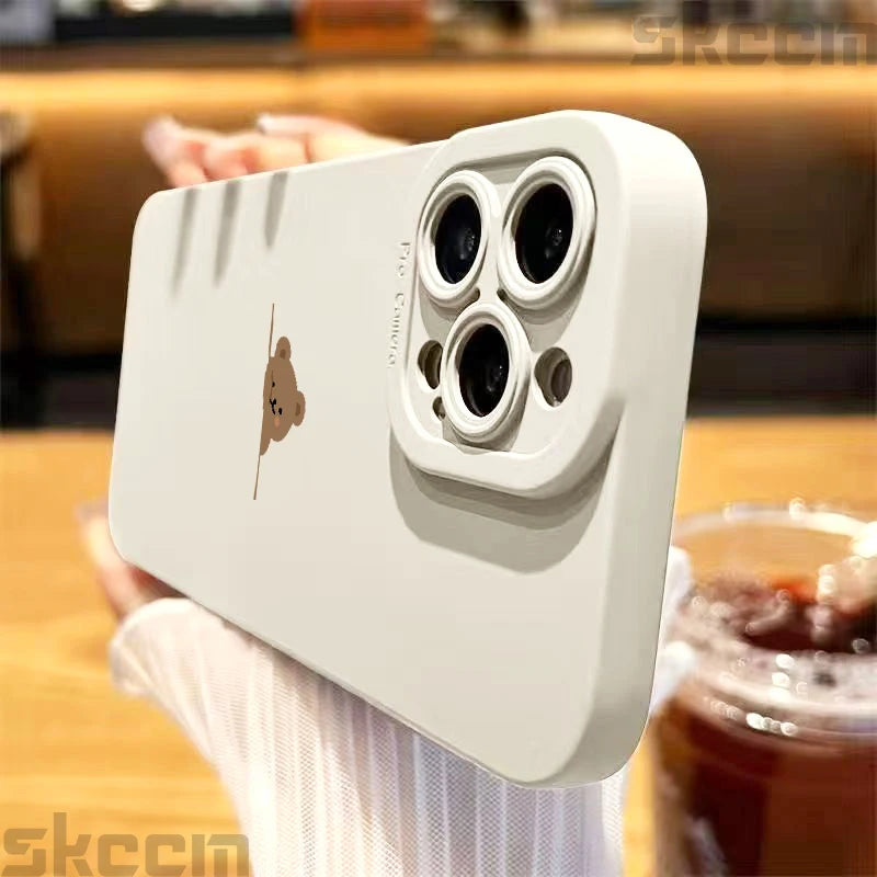 Cute Pocket Little Bear Print Design Phone Case for Samsung Galaxy S20 S21 S22 S23 S25 S24 FE Ultra Plus A55 A15 A35 A54 Cover