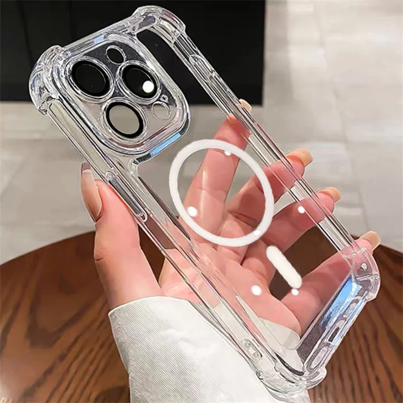 Wireless Charge Case For iPhone 17 16 15 14 13 12 11 Pro Max Magnetic For Magsafe Phone Cases For iPhone Air 15 14 16 Plus Cover
