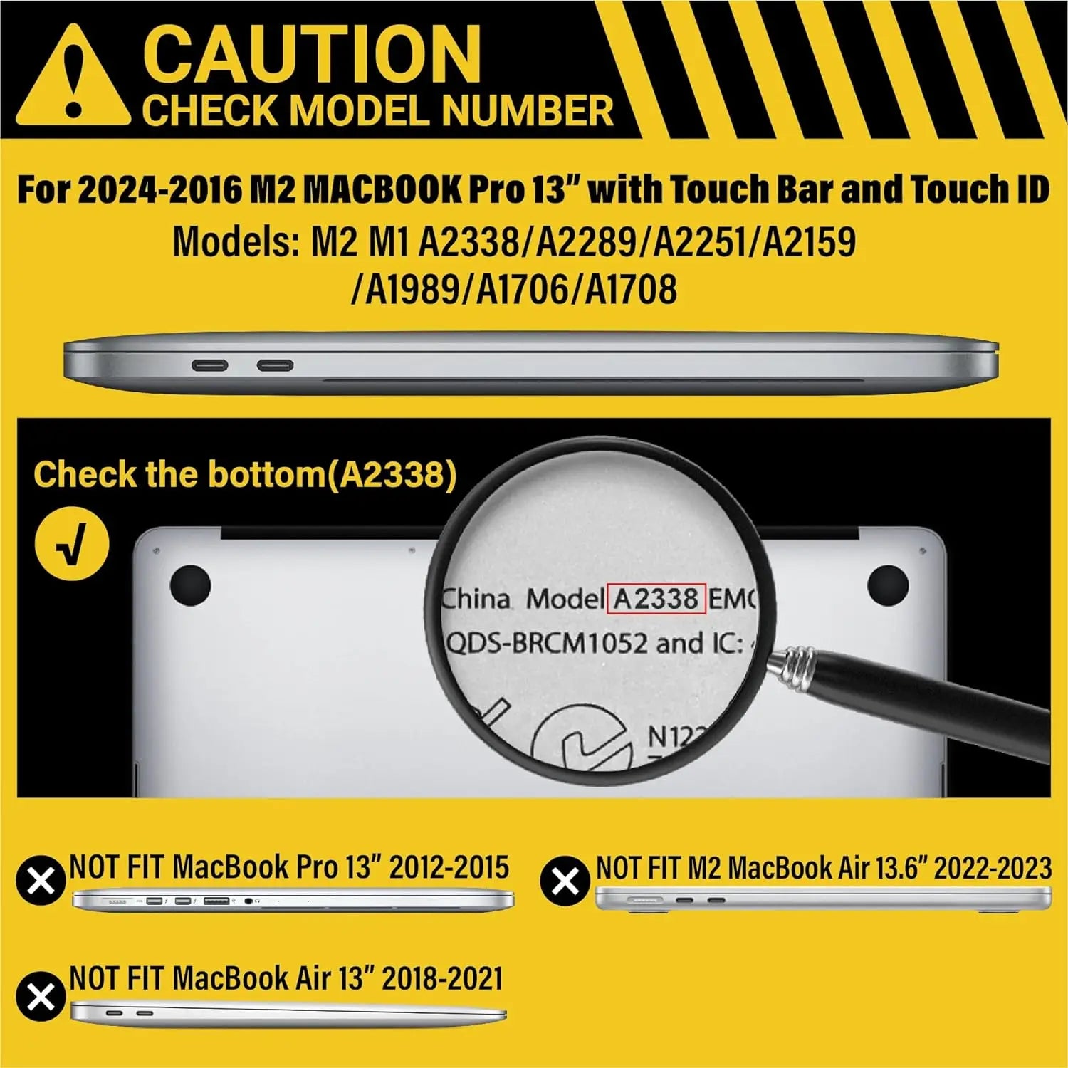 For MacBook Pro 13 inch Case 2022-2016 Release M1 A2338 A2289 A2251 A2159 A1989 A1706 A1708 Protective Hard Case Crystal Clear